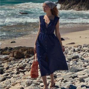 Doen Saison Blue Adriatic Sleeveless Maxi Dress Sz M